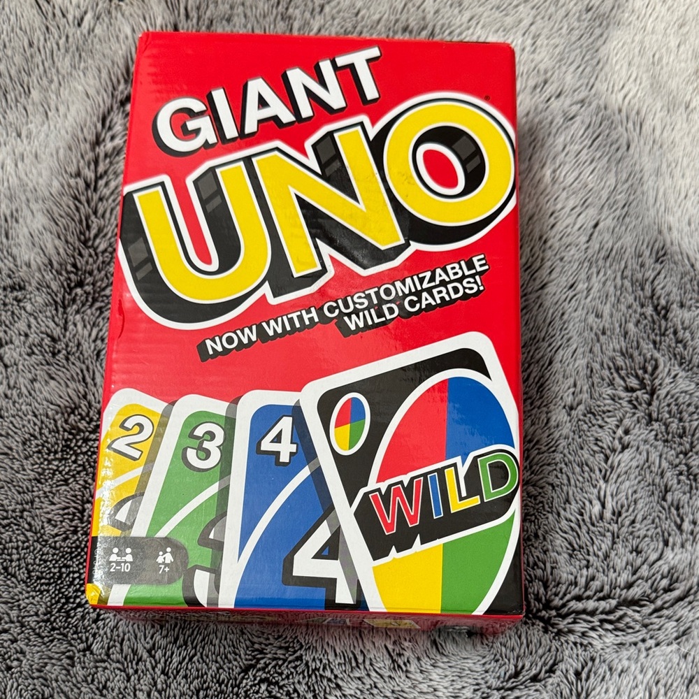 NWOT Mattel Uno Giant Card Game Customizable Wild Cards‎ Family Fun Game Night